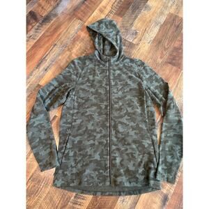 Lululemon Surge Warm Full Zip Jacquard Hooded Heritage Came Green Size Large